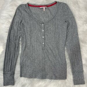 Victoria's Secret Gray Long Sleeve w Sparkles Sleep Shirt Top XS Like New